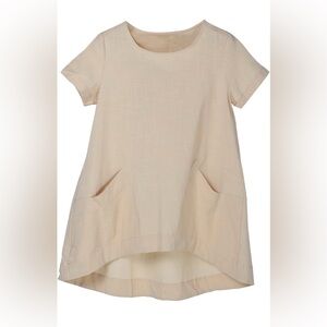 Casual Short Sleeve High-Low Tunic Shirt/Dress in Cream